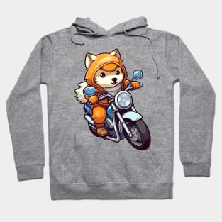 Cartoon Dog Rides Motorcycle to Fun Hoodie